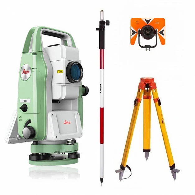 Комплект 4 в 1: тахеометр Leica TS03 R500 (5") со штативом, отражателем и вехой